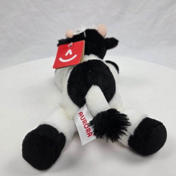 Aurora 8" Mini Flopsie Mini Moo black and white cow stuffed animal - Picture 3 of 8
